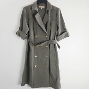 Hope & Harlow Olive Green Double-Breasted Trench Coat